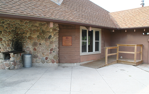 close up of the exterior of the gemini building at camp